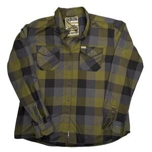 Dixxon Flannel The Patton Womens XL Plaid Button Up Shirt Green Gray Flannel